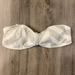 White & Gold Bandeau Bikini Top